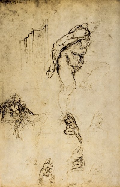 Étude de formes masculines, dessin de Michel-Ange. Casa Buonarroti, Florence - Michelangelo Buonarroti